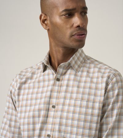 Cotton Casual Regular Fit Shirt Rust / Blue Check