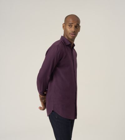 Soft Touch Party Shirt Tailored Fit Plain Burgundy