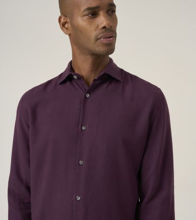 Soft Touch Party Shirt Tailored Fit Plain Burgundy