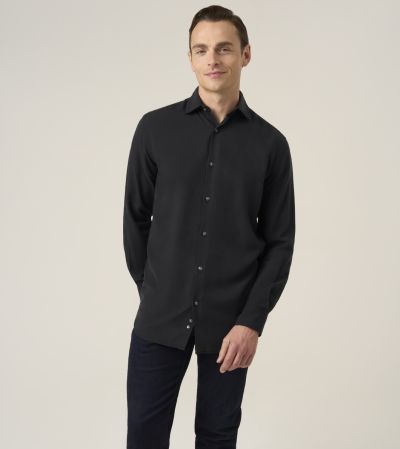 Soft Touch Party Shirt Tailored Fit Plain Black