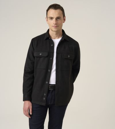 Casual Black Faux Suede Shacket