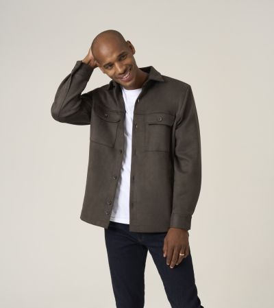 Casual Brown Faux Suede Shacket