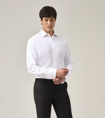Premium Cotton Formal Shirt Slim White Dobby
