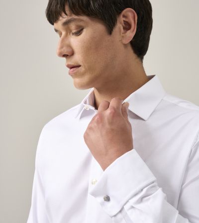Premium Cotton Formal Shirt Slim White Dobby