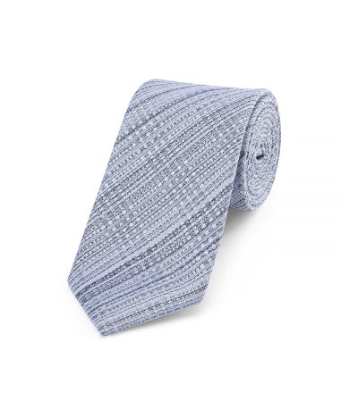 Silver / Blue Stripe Textured Silk Tie