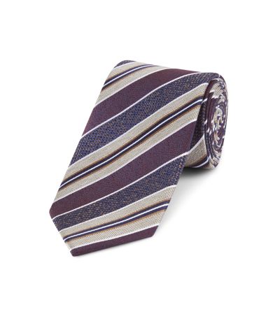 Claret / Gold Stripe Silk Tie