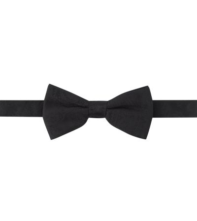Black Paisley Bow Tie with Geo Print Pocket Square