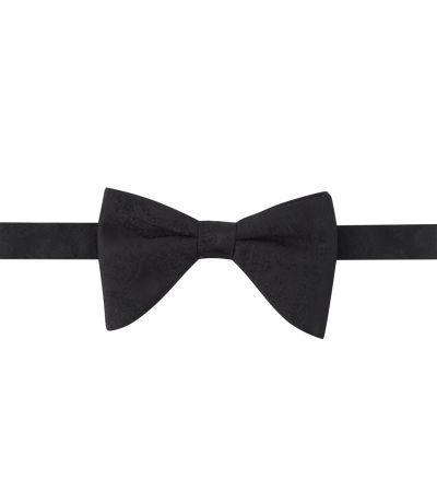 Black Paisley Bow Tie with Geo Print Pocket Square