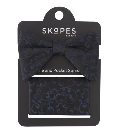 Navy Paisley Bow Tie & Pocket Square
