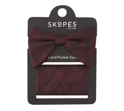 Wine Paisley Bow Tie & Pocket Square