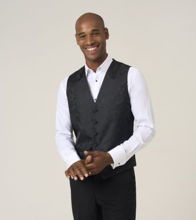 Party Waistcoat Black Paisley