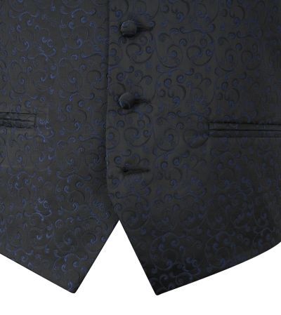 Party Waistcoat Black / Navy Paisley
