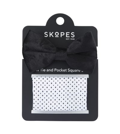 Bow Tie And Pocket Square Black Velvet