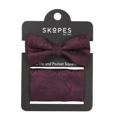Bow Tie and Pocket Square Wine Paisley