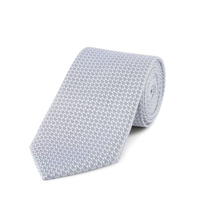 Silver Grey Silk Tie with Paisley Pocket Square