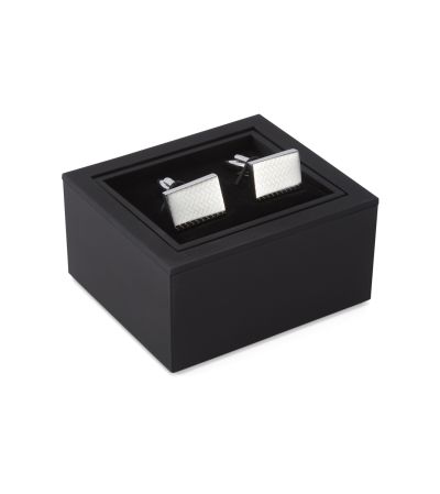 Silver Textured Rectangle Design Cufflinks