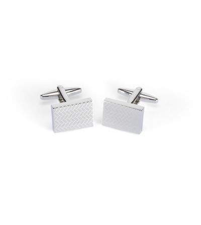 Silver Textured Rectangle Design Cufflinks