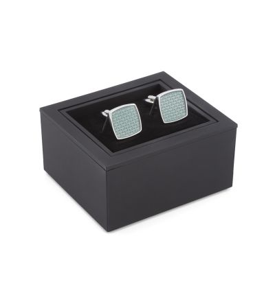 Green Textured Square Design Cufflinks