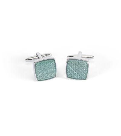 Green Textured Square Design Cufflinks