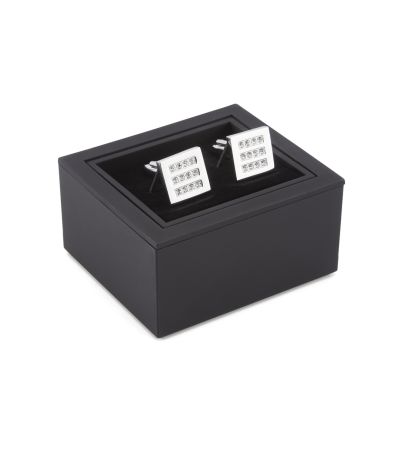 Jewelled Silver Square Design Cufflinks