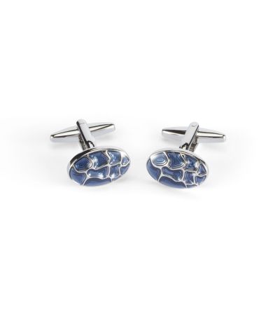 Blue Textured Oval Design Cufflinks