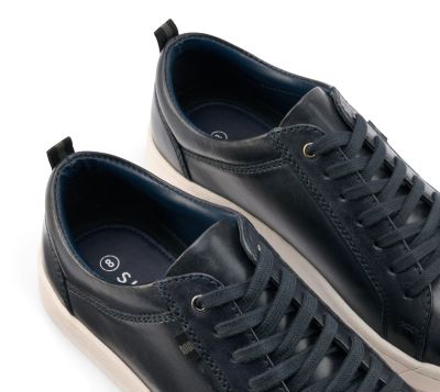 Leather Navy Blue Casual Trainers
