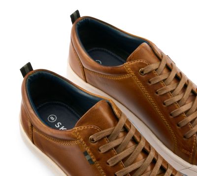 Leather Brown Tan Casual Trainers
