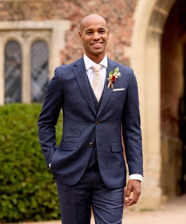 Woolf Tailored Suit Navy Blue Check