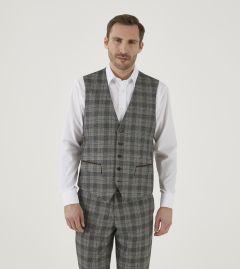 Tatton Suit Waistcoat Grey / Brown Check