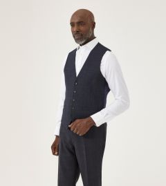 Aiken Suit Waistcoat Navy Blue / Red Check