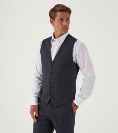 Baines Suit Waistcoat Charcoal Grey Check