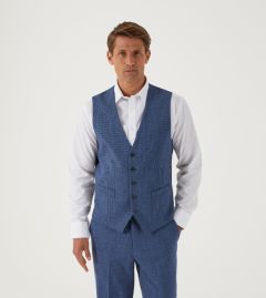 Barlow Suit Waistcoat Blue Puppytooth