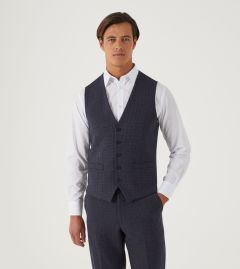 Brayden Suit Waistcoat Blue / Red Dogtooth Check