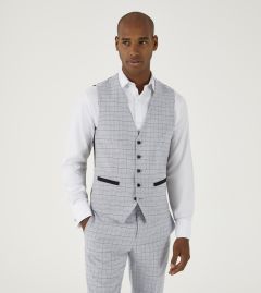 Brook Suit SB Waistcoat Silver / Grey Check