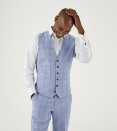 Dudley Suit Waistcoat Pale Blue Check