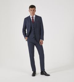 Harcourt Slim Suit Blue Tweed Effect