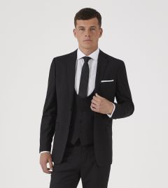 Milan Suit Scoop Waistcoat Black