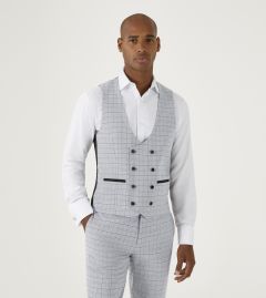 Brook Suit DB Waistcoat Silver / Grey Check