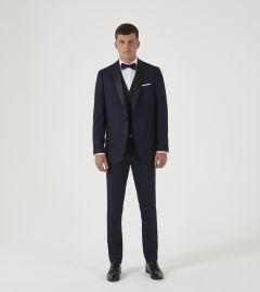 Newman Tailored Dinner Suit Navy Blue Check