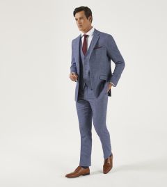 Jude Tailored Suit Blue Tweed Herringbone