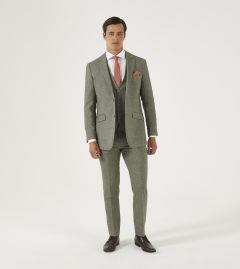 Jude Tailored Suit Sage Green Tweed Herringbone