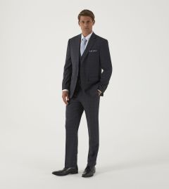 Baines Tailored Suit Charcoal Grey Check
