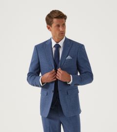 Barlow Tailored Suit Jacket Blue Puppytooth