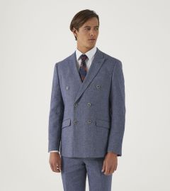 Jude Tailored DB Suit Blue Herringbone