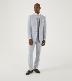 Tuscany Linen Blend Formal Tailored Suit Silver