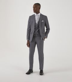 Harcourt Slim Suit Silver Tweed Effect