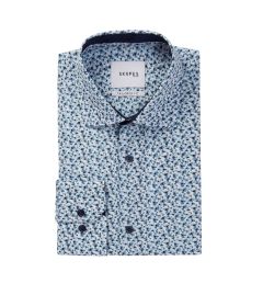 Luxury Formal Shirt Tailored Mint Green / White / Teal Print