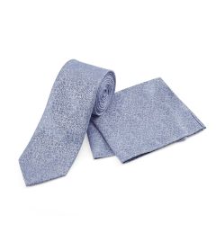 Blue Mosaic Poly Tie &  Matching Pkt Sq set