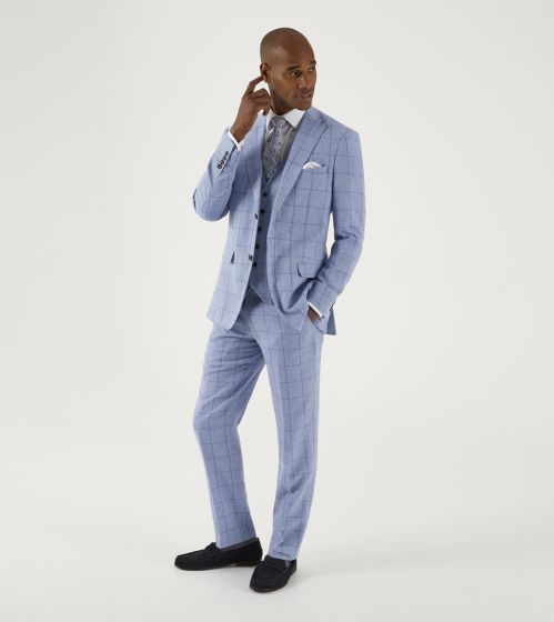 Dudley Tailored Suit Pale Blue Check