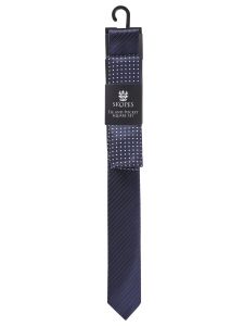 Contemporary Fancy Tie and Pocket Square Navy